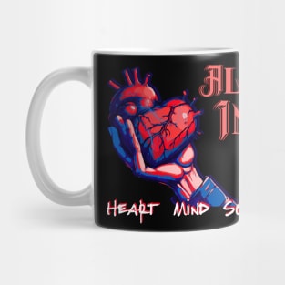 ALL IN WITH THE HAND OFFERING  HEART MIND SOUL Mug